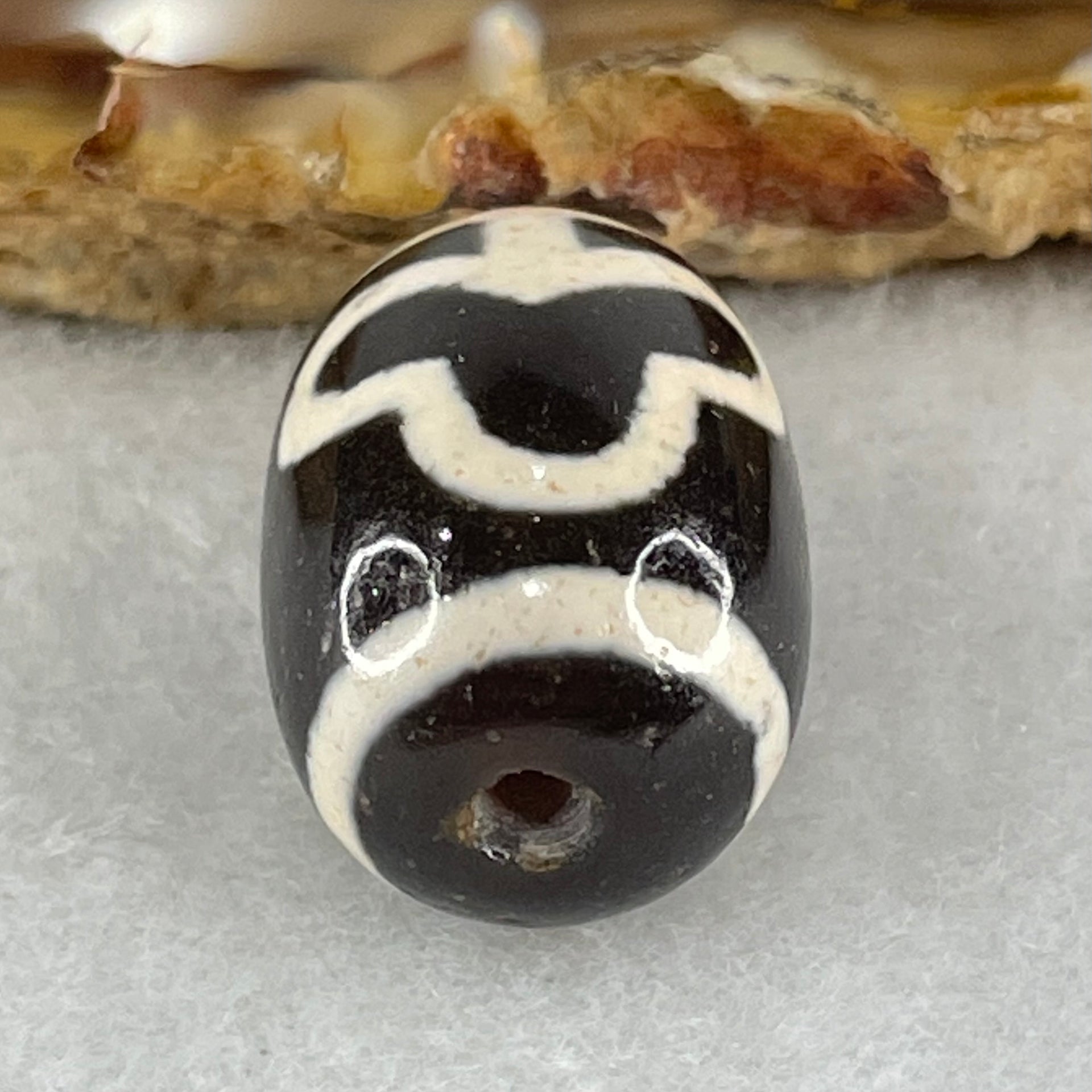 Natural Powerful Tibetan Old Oily Agate Double Bodhi Tree Dzi Bead Heavenly Master (Tian Zhu) 菩提树天珠 5.02g 17.7 by 13.6mm - Huangs Jadeite and Jewelry Pte Ltd