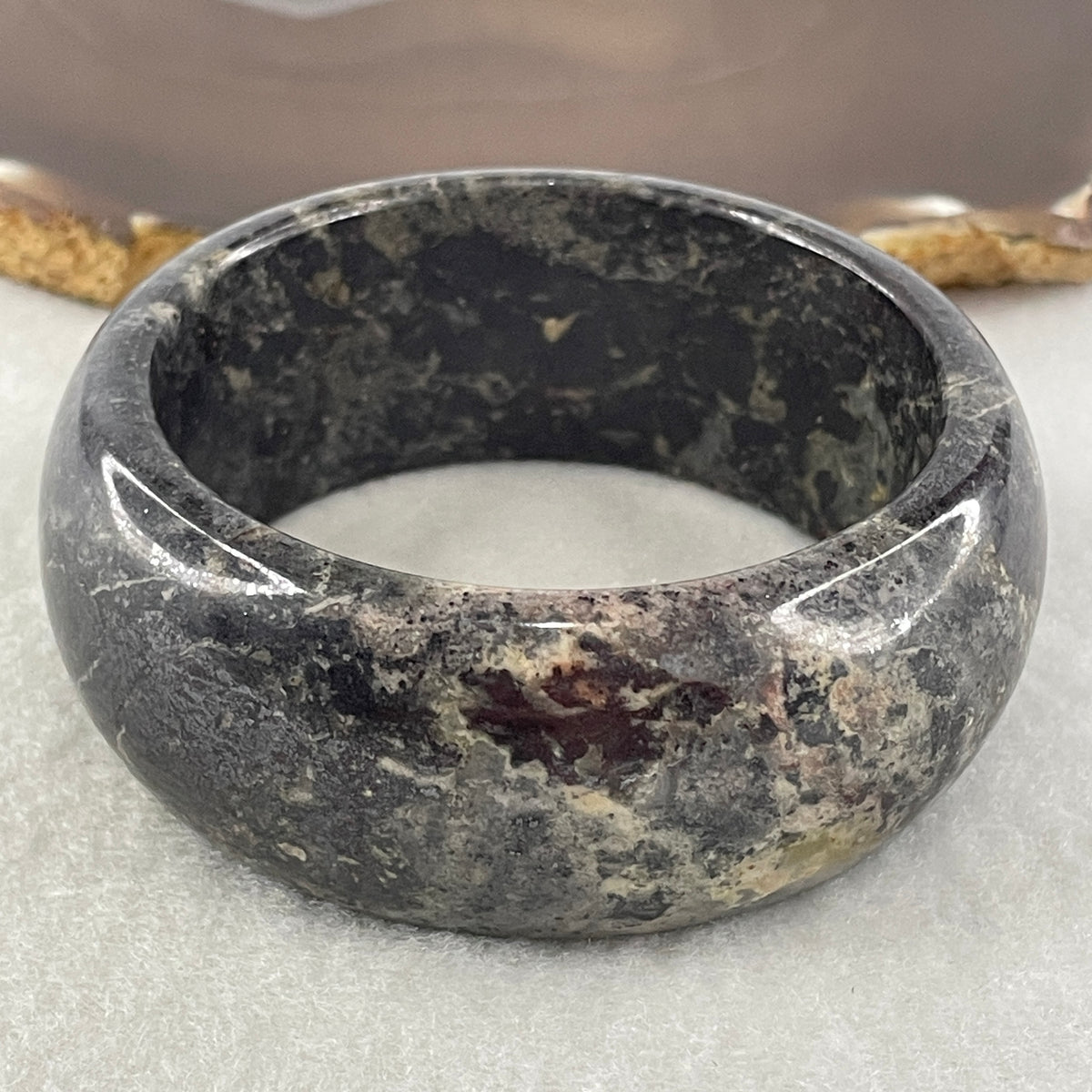 Natural Apache Tears Obsidian Bangle 126.01g Inner Diameter 56.7mm 27.6 by 9.6mm - Huangs Jadeite and Jewelry Pte Ltd