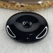 Type A Opaque Black Omphacite Jadeite Ping An Kou Donut Pendant 28.01g 40.4 by 8.2mm - Huangs Jadeite and Jewelry Pte Ltd