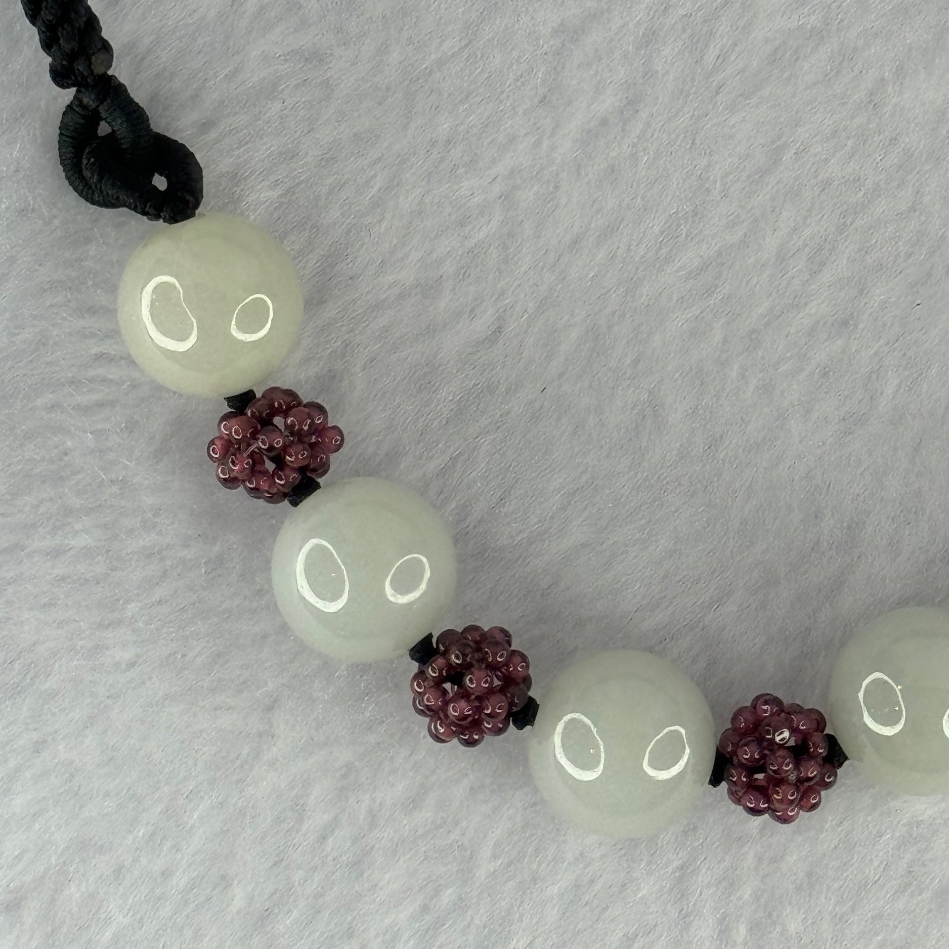 Type A Light Lavender Jadeite Beads Necklace 32.07g 13.3mm by 6 Beads - Huangs Jadeite and Jewelry Pte Ltd