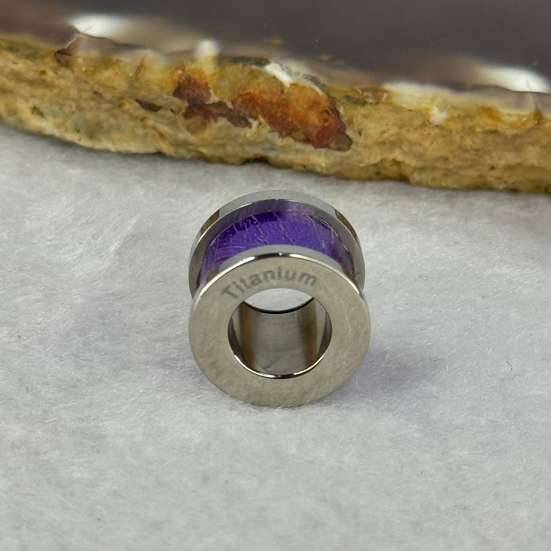 12.0mm Meteorite in Titanium Pendent / Charm (Purple Color) 2.65g 9.0 by 12.6mm - Huangs Jadeite and Jewelry Pte Ltd
