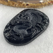 Type A Opaque to Partial Translucent Black Omphacite Jadeite Dragon Pendant 24.58g 58.2 by 40.3 by 8.2mm - Huangs Jadeite and Jewelry Pte Ltd