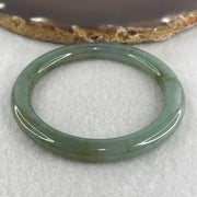 Natural Type A Blueish Green Piao Hua Jadeite Flat Ding Dang Bangle 27.60g Inner Diameter 51.3mm 7.0 by 7.9mm (Very Slight External Line) - Huangs Jadeite and Jewelry Pte Ltd