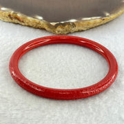 Natural Red Cinnabar Bangle with Inscription Inner Diameter 59.8mm 17.39g 6.3 by 6.3mm - Huangs Jadeite and Jewelry Pte Ltd