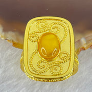 Natural Butterscotch with Yellow Amber in  Sliver Gold Color Ring (Adjustable Size) 7.50g 10.2 by 6.9 by 3.5mm - Huangs Jadeite and Jewelry Pte Ltd
