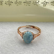 Natural Larimar in S925 Silver Rose Gold Color Ring (Adjustable Size) 1.94g 10.0 by 8.1 by 5.0mm - Huangs Jadeite and Jewelry Pte Ltd
