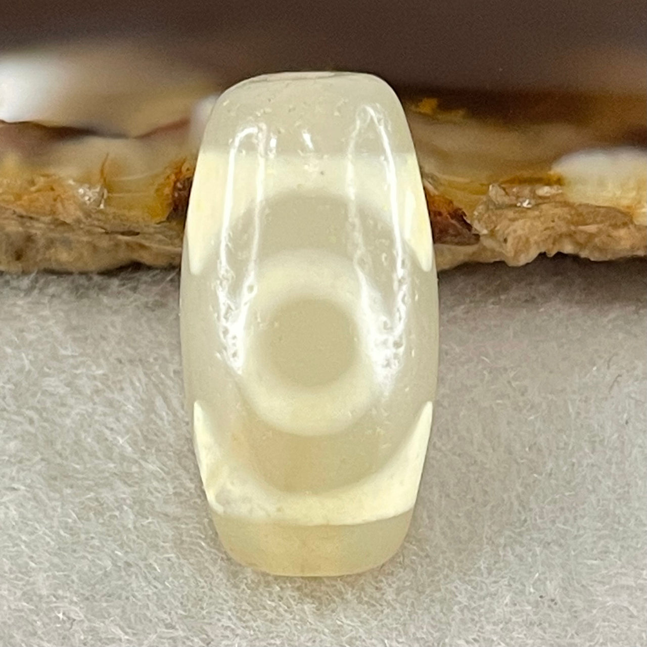 Natural Powerful Tibetan Old Oily Agate 3 Eyes Dzi Bead Heavenly Master (Tian Zhu) 三眼天诛 3.15g 20.0 by 10.5mm - Huangs Jadeite and Jewelry Pte Ltd