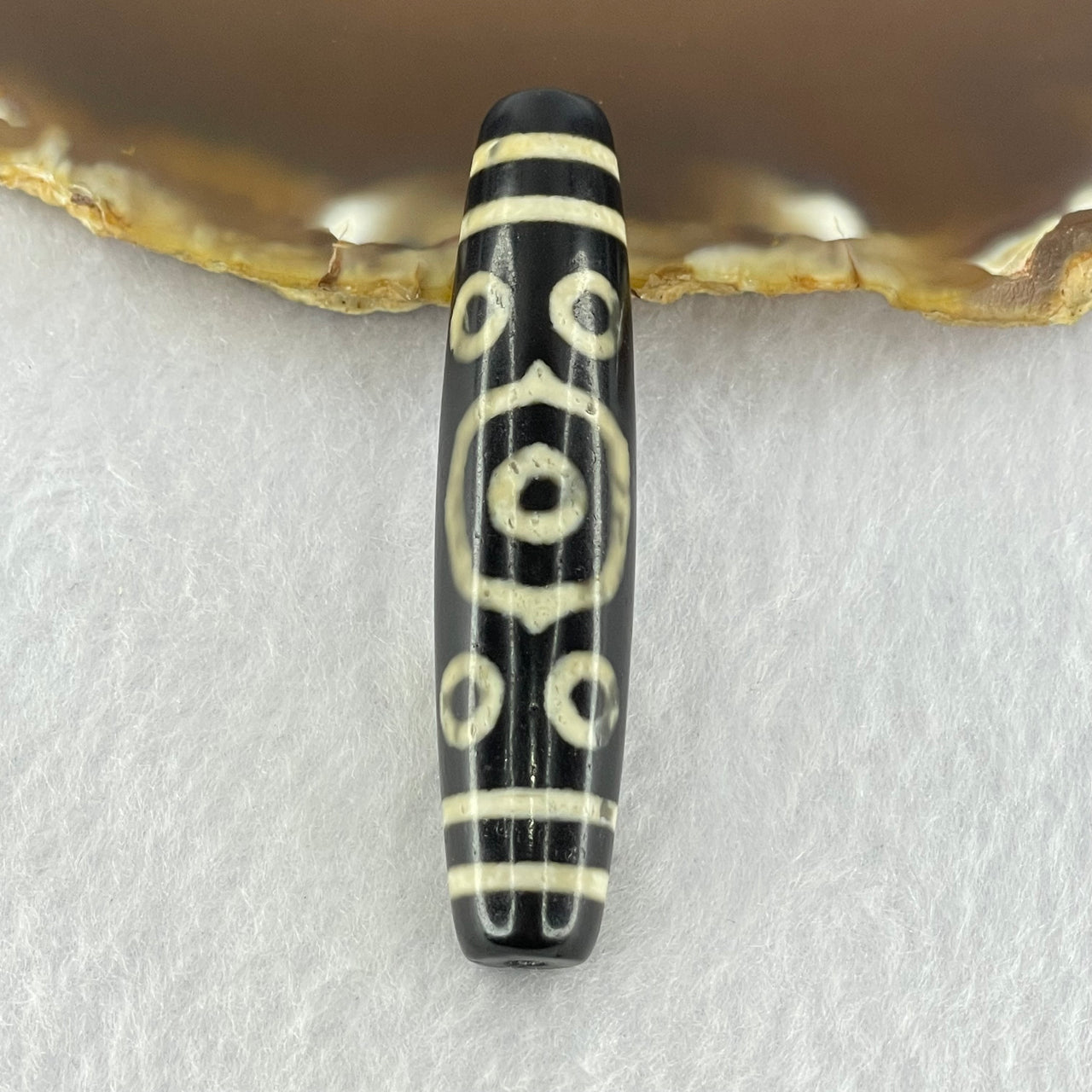 Natural Powerful Tibetan Old Oily Agate 11 Eyes Dzi Bead Heavenly Master (Tian Zhu) 十一眼天诛 15.50g 58.1 by 13.2mm - Huangs Jadeite and Jewelry Pte Ltd