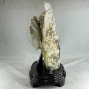 Natural Green Fluorite with White Quartz Rough with Wooden Stand Display 3,402.1g 165.0 by 136.0 by 285.0g - Huangs Jadeite and Jewelry Pte Ltd