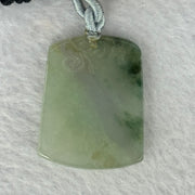 Type A Semi Icy Green Piao Hua Jadeite Shan Shui with Benefactor Gui Ren Pendent 13.79g 34.8 by 27.7 by 4.9mm - Huangs Jadeite and Jewelry Pte Ltd
