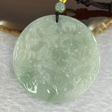 Type A Semi Icy Green Jadeite Dragon and Flying Horse with Scenery 龙马精神 36.06g 53.8 by 54.1 by 5.6mm - Huangs Jadeite and Jewelry Pte Ltd
