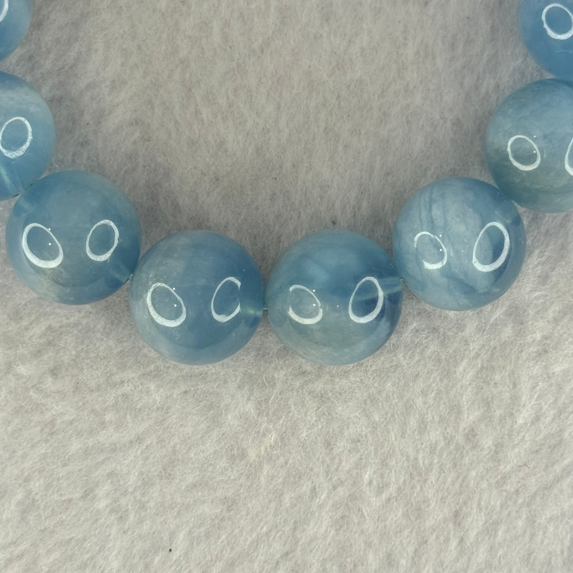 Natural Aquamarine Beads Bracelet 67.80g 18cm 15.3mm 14 Beads - Huangs Jadeite and Jewelry Pte Ltd