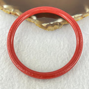 Natural Red Cinnabar Bangle with Inscription Inner Diameter 59.6mm 17.34g 6.3 by 6.3mm - Huangs Jadeite and Jewelry Pte Ltd
