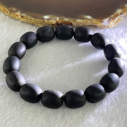 Natural Dark Matt Black Amber Beads Bracelet 天然大黑天翁琥珀手链 16.96g 18cm 11.7mm 15 Beads - Huangs Jadeite and Jewelry Pte Ltd