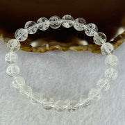 Natural Clear Quartz Beads with Inscription Bracelet 17.94g 15.5cm 8.4mm 23 Beads - Huangs Jadeite and Jewelry Pte Ltd