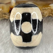 Natural Powerful Tibetan Old Oily Dark Brown With White Agate 3 Eyes Dzi Bead Heavenly Master (Tian Zhu) 三眼天诛 4.51g 17.5 by 13.0mm - Huangs Jadeite and Jewelry Pte Ltd
