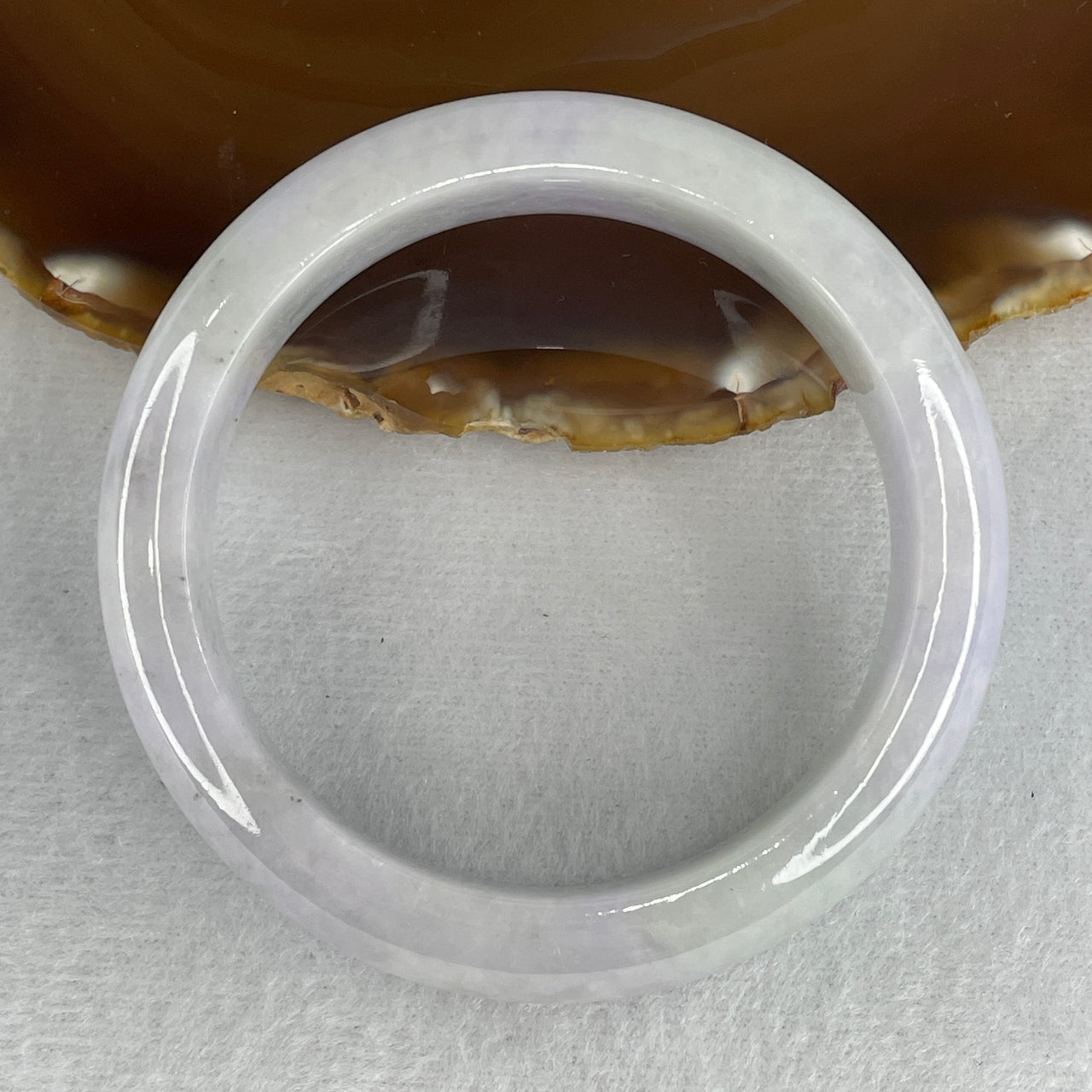 Certified Natural Type A Light Lavender with Green Patches Jadeite Bangle 78..913g Internal Diameter 57.4mm 15.7 by 9.1mm (Close to Perfect) - Huangs Jadeite and Jewelry Pte Ltd