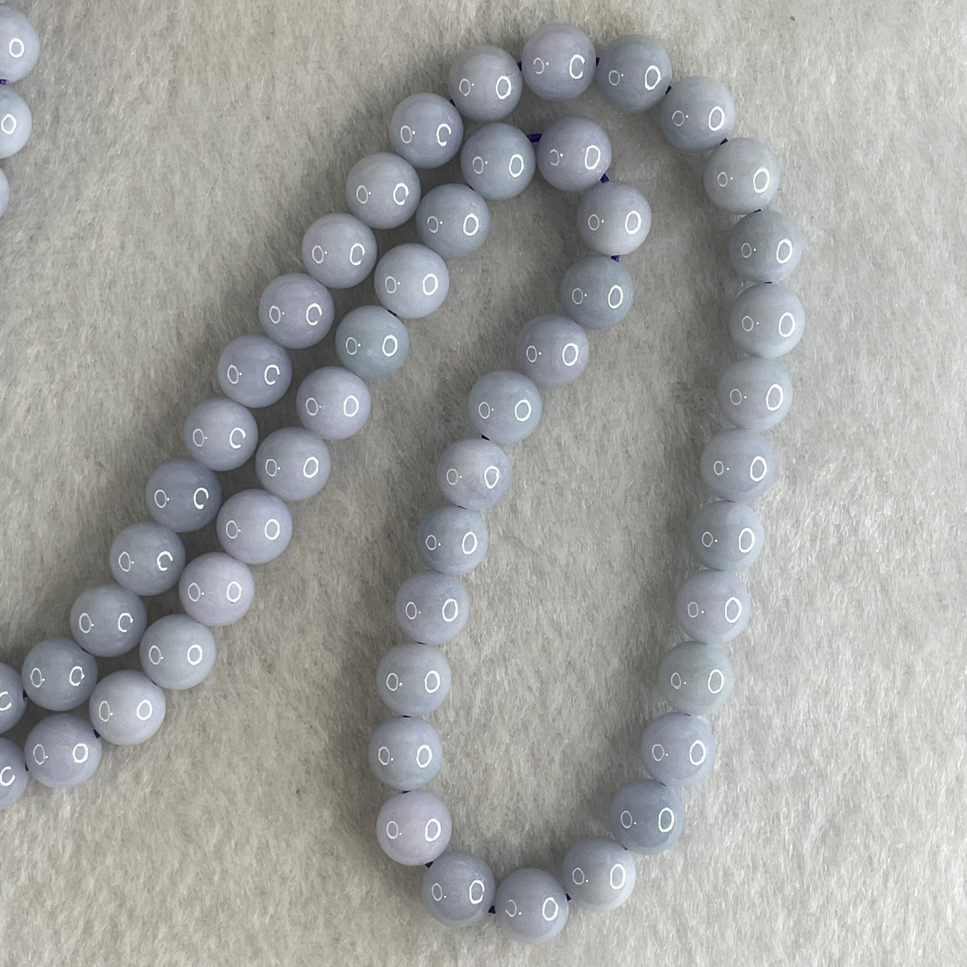 Type A Full Lavender Jadeite Beads Necklace 58.23g 68cm 7.0mm 99 Beads - Huangs Jadeite and Jewelry Pte Ltd
