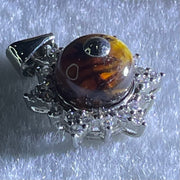 Natural Amber with Crystals in S925 Sliver Pendant 2.07g 8.9mm (External Line) - Huangs Jadeite and Jewelry Pte Ltd