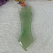 Type A Green Jadeite Monkey on Sword Pendent 20.03g 62.4 by 22.7 by 6.8mm - Huangs Jadeite and Jewelry Pte Ltd