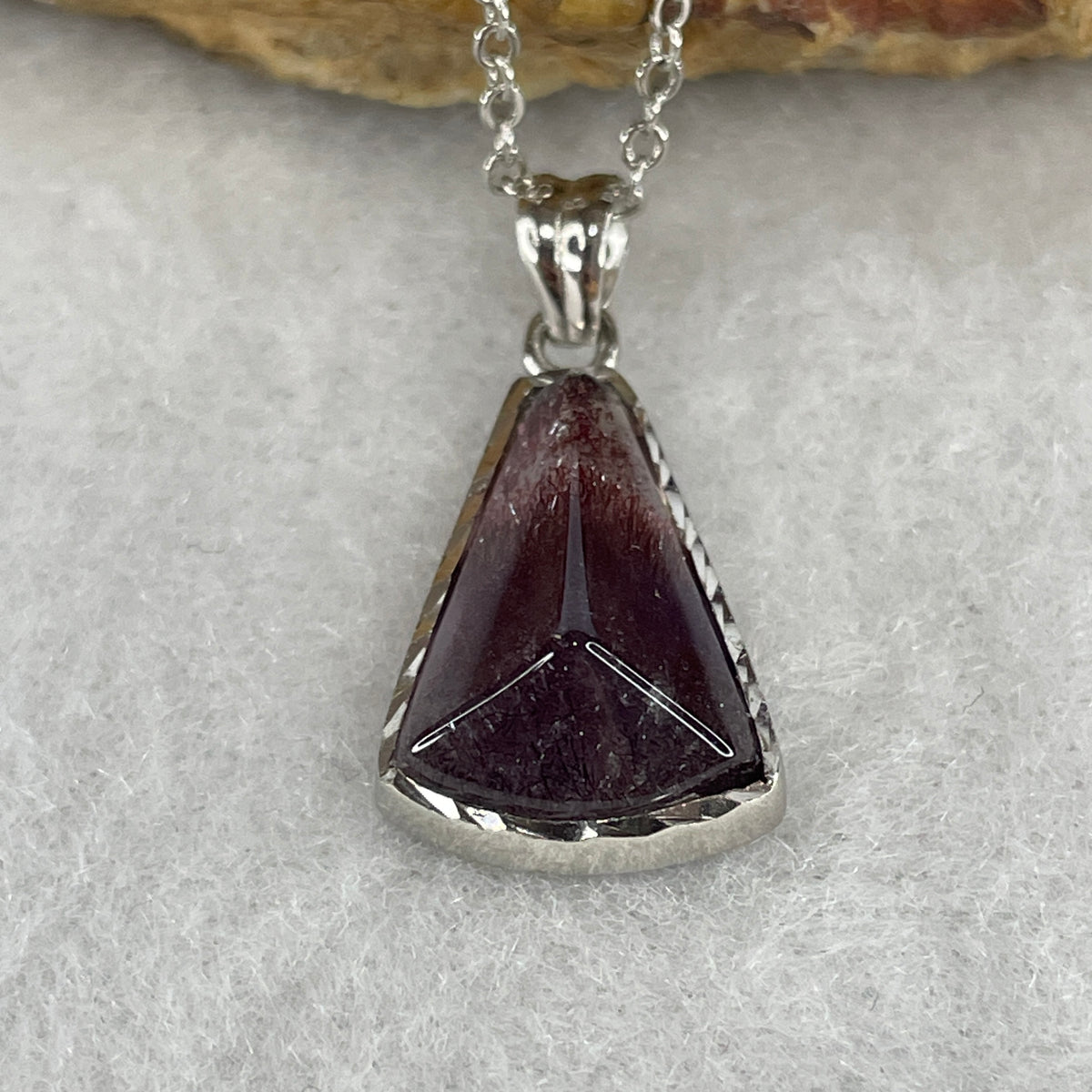 Collectors Grade Natural Purple Titanium Aurora Auralite 23 Pendant | S925 Sterling Silver Clasp Necklace (3.13g | 40–44cm Adjustable Length | 15.3 × 10.2 × 6.0mm)