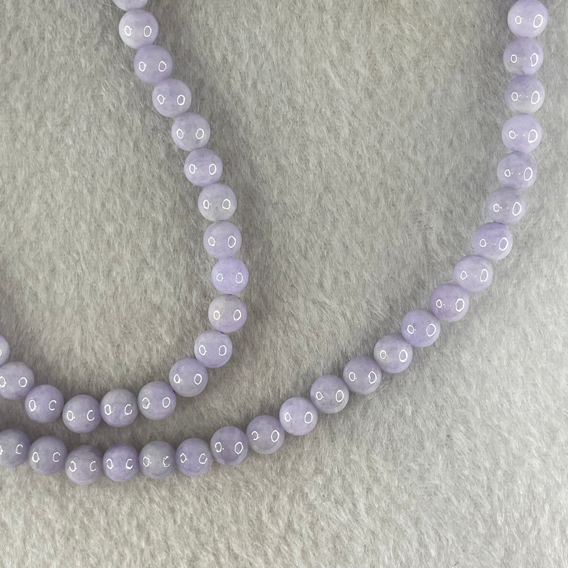Type A Full Lavender Jadeite Beads Necklace 44.55g 66cm 6.2mm 108 Beads - Huangs Jadeite and Jewelry Pte Ltd