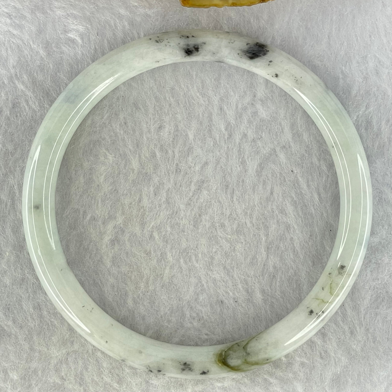 Type A Faint Lavender with Moss Green and Grey Patches Jadeite Bangle Internal Diameter 59.7mm 23.90g 6.8 by 6.8mm (External Lines) - Huangs Jadeite and Jewelry Pte Ltd