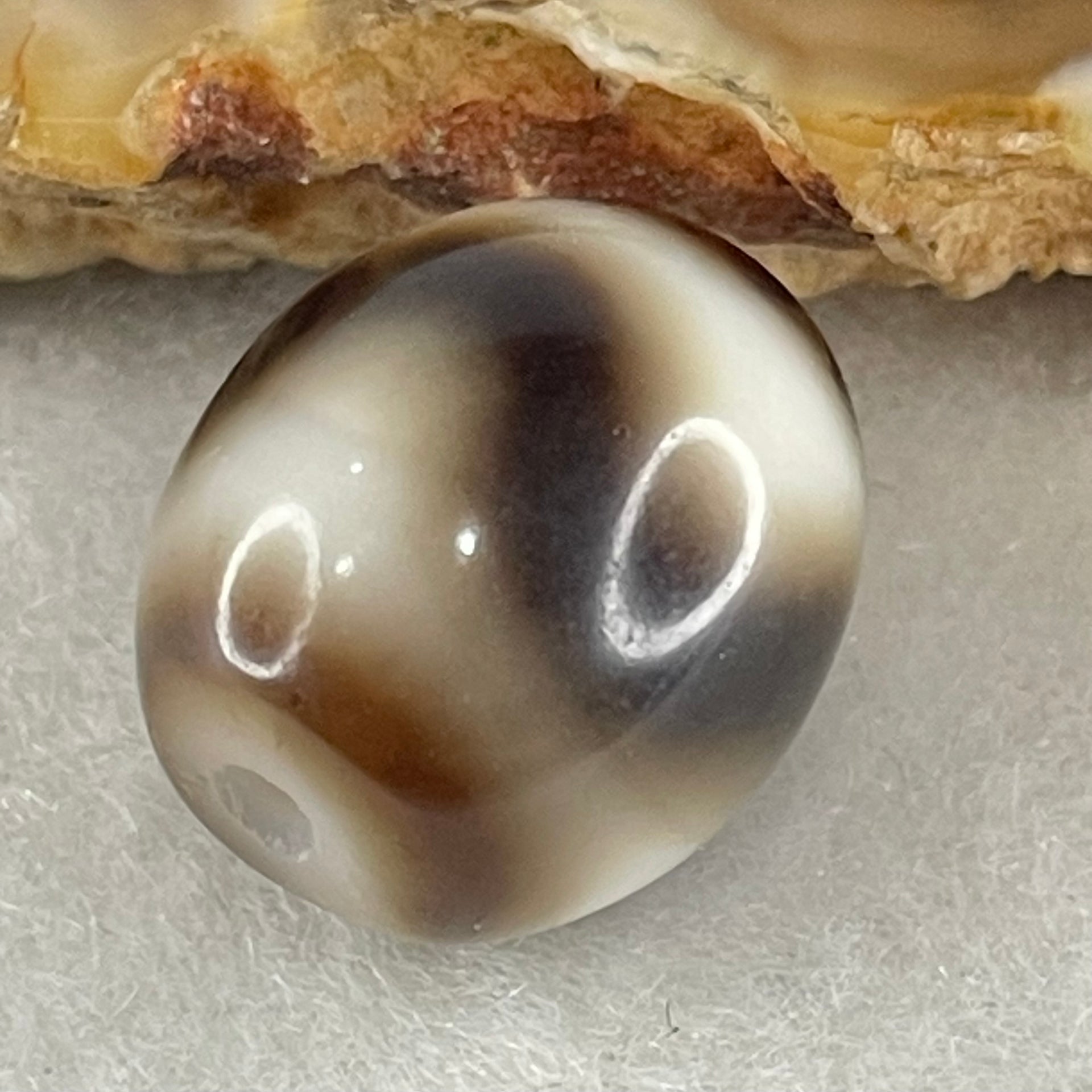 Natural Powerful Tibetan Old Oily Agate Tiger Tooth Daluo Dzi Bead Heavenly Master (Tian Zhu) 2.86g 13.6 by 12.0mm - Huangs Jadeite and Jewelry Pte Ltd