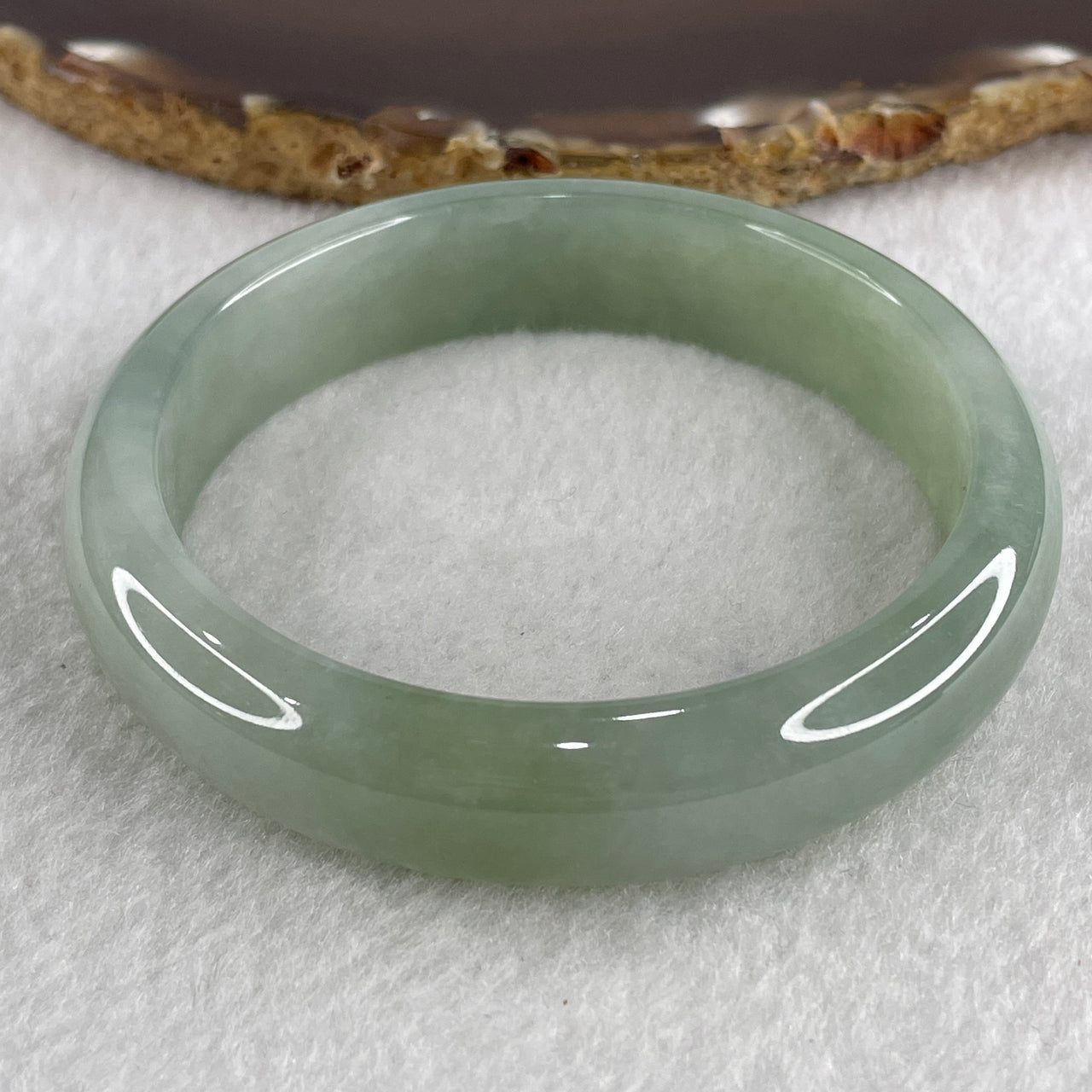 Certified Natural Type A Jelly Green Jadeite Bangle 58.59g Internal Diameter 58.2mm 13.9 by 8.7mm (Close to Perfect)