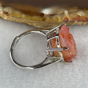 Natural Pink Agate Flower Ring in S925 Sliver 4.98g 16.7 by 15.4 by 8.5mm (Adjustable Size) - Huangs Jadeite and Jewelry Pte Ltd