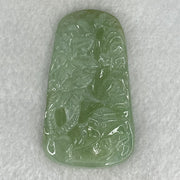 Type A Semi Icy Light Green Jadeite Shan Shui Gui Ren Benefactor and Flower Pendant 34.95g 58.8 by 33.9 by 8.8mm - Huangs Jadeite and Jewelry Pte Ltd