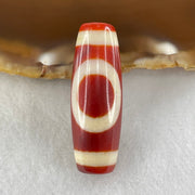 Natural Powerful Tibetan Old Oily Red White Agate One Eye Fire Sign Dzi Bead Heavenly Master (Tian Zhu) 一眼火天珠 10.31g 37.7 by 13.3mm - Huangs Jadeite and Jewelry Pte Ltd