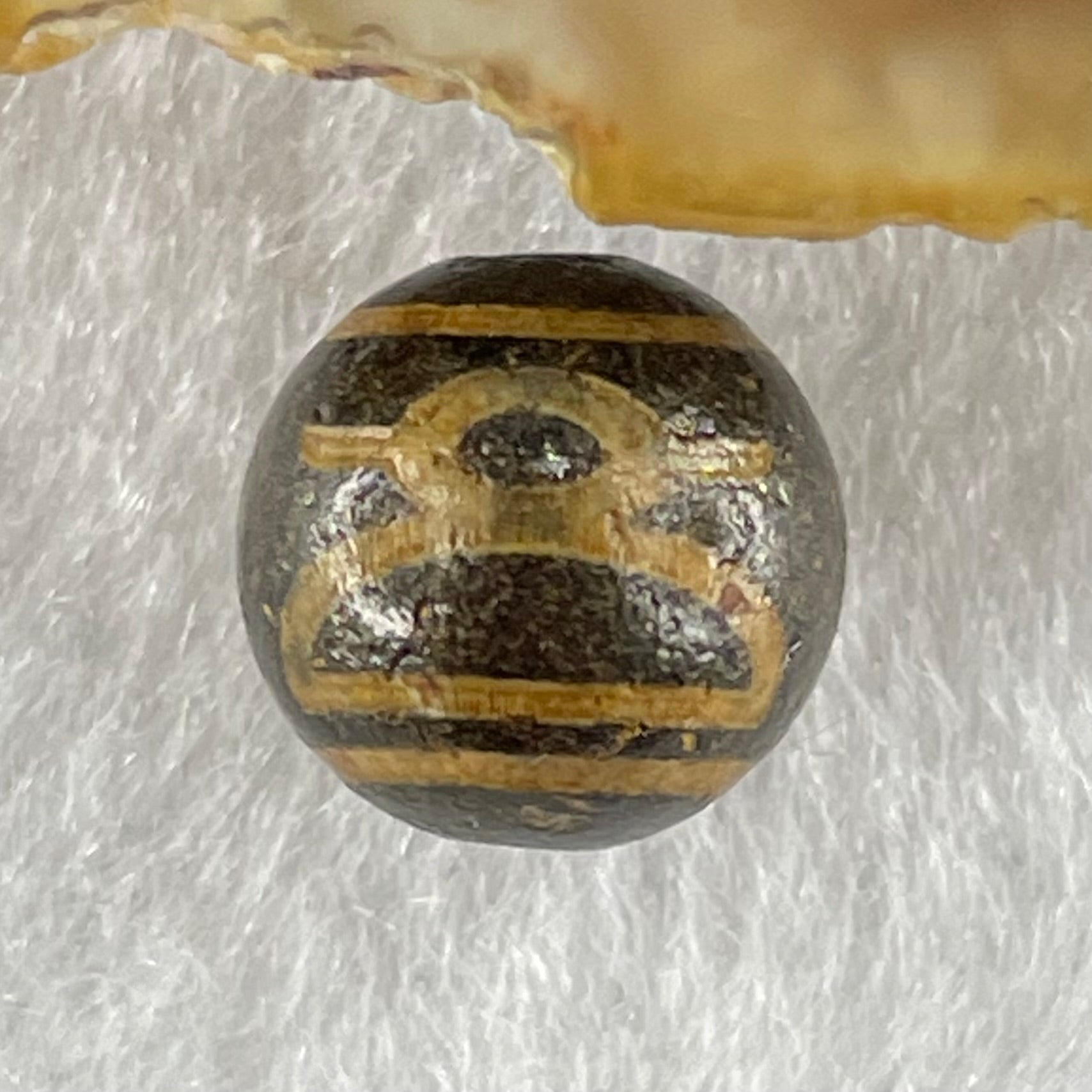 Natural Powerful Tibetan Old Oily Agate 5 Cai Shen Dzi Bead Heavenly Master (Tian Zhu) 1.47g 10.0 by 10.2mm - Huangs Jadeite and Jewelry Pte Ltd