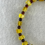 Natural Yellow Amber Square Shape with Cognac Amber Round Shape Bracelet 4.10g 16cm 6.6mm 21 Beads - Huangs Jadeite and Jewelry Pte Ltd