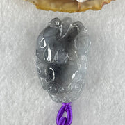 Type A Highly Translucent Wuji Grey Black Jadeite Beads Male Pixiu Charm 15.60g 15.60g 32.2 by 20.8 by 12.3mm - Huangs Jadeite and Jewelry Pte Ltd