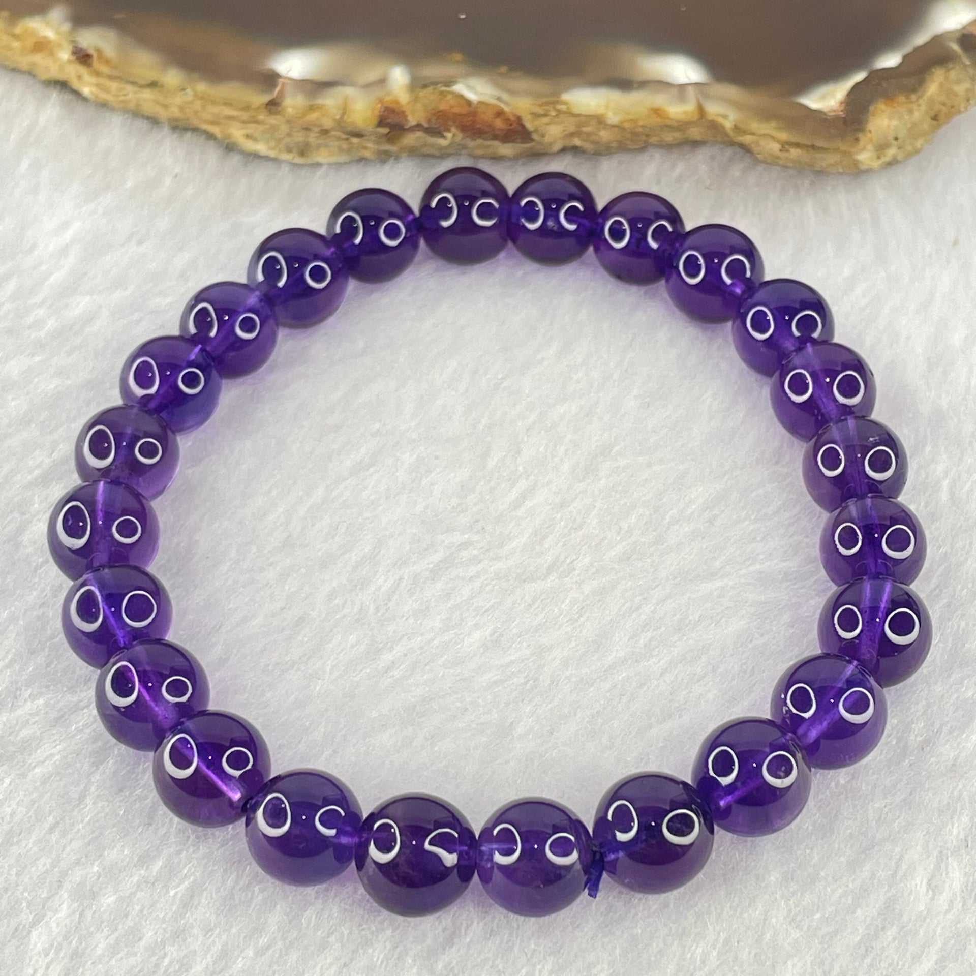 Very Good Grade Natural Amethyst Bracelet 18.15g 16cm 8.4mm 24 Beads - Huangs Jadeite and Jewelry Pte Ltd