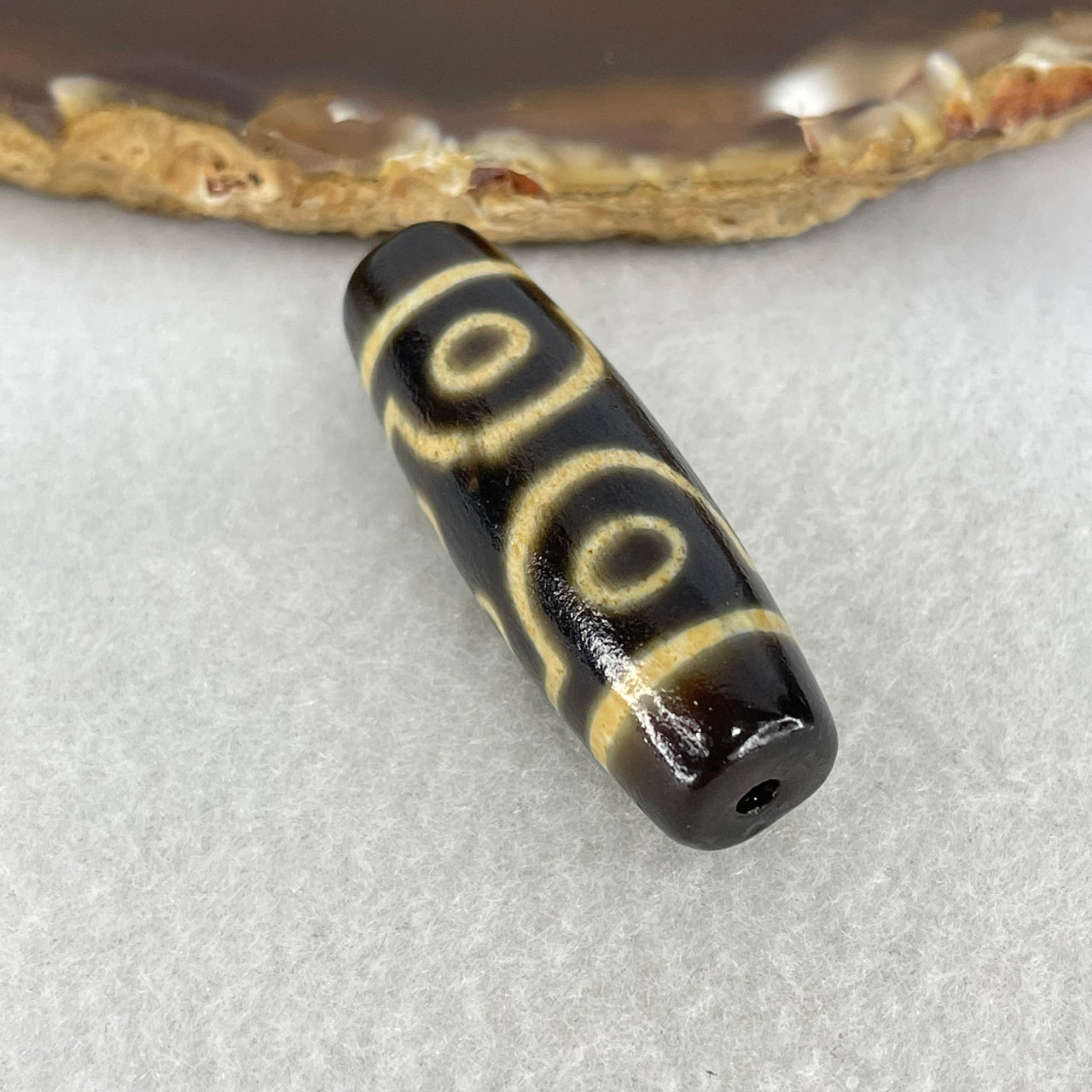 Natural Powerful Tibetan Old Oily Agate 7 Eyes Dzi Bead Heavenly Master (Tian Zhu) 七眼天诛 11.03g 39.4 by 13.3mm - Huangs Jadeite and Jewelry Pte Ltd