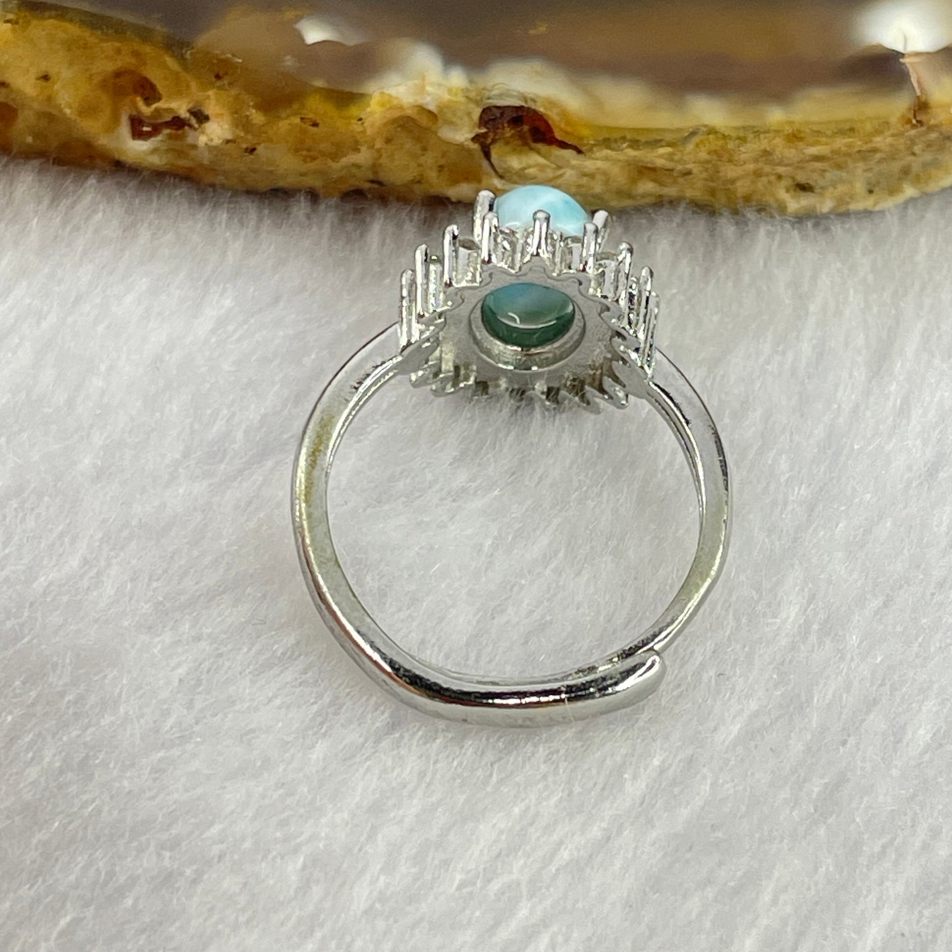 Natural Larimar in S925 Sliver Ring 2.42g 7.9 by 5.8 by 4.1mm - Huangs Jadeite and Jewelry Pte Ltd
