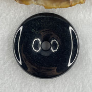 Type A Opaque Black Omphacite Jadeite Ping An Kou Donut Pendant 28.29g 40.1 by 8.5mm - Huangs Jadeite and Jewelry Pte Ltd