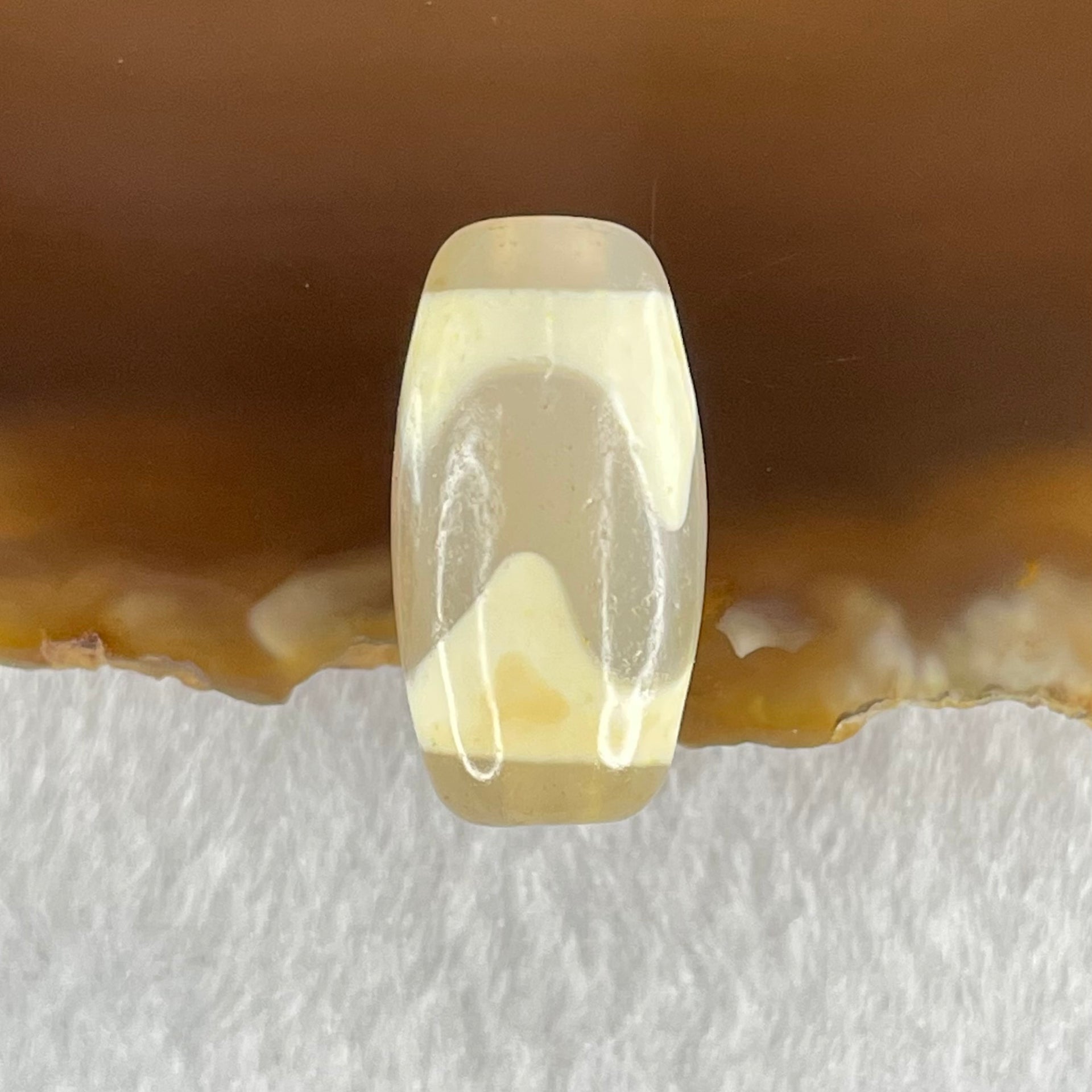 Natural Powerful Tibetan Old Oily Agate Tiger Tooth Daluo Dzi Bead Heavenly Master (Tian Zhu) 虎呀天诛 3.10g 19.9 by 10.3mm - Huangs Jadeite and Jewelry Pte Ltd