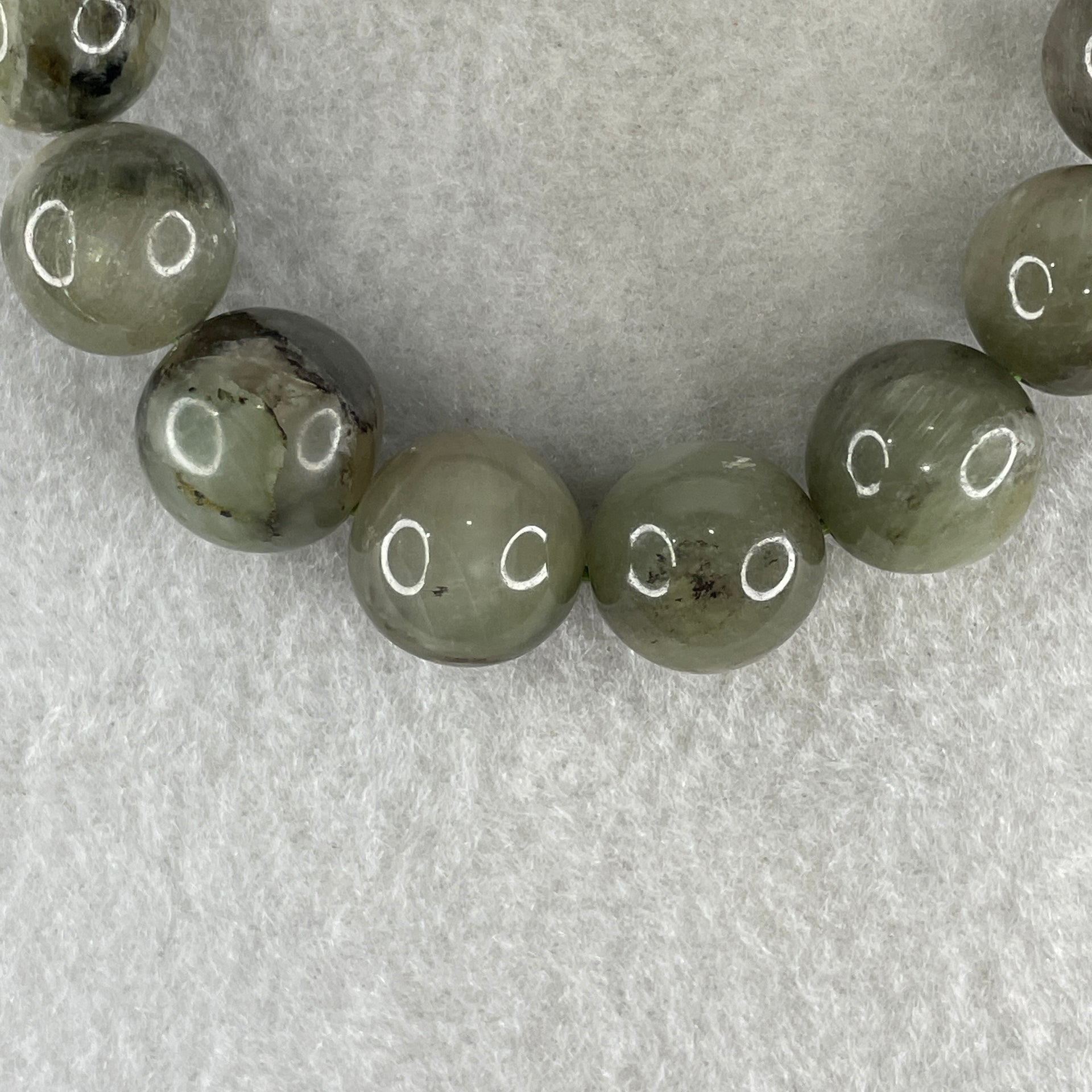Natural Green Serpentine with Brown Beads Bracelet 53.93g 17.5cm 13.9mm 16Beads - Huangs Jadeite and Jewelry Pte Ltd