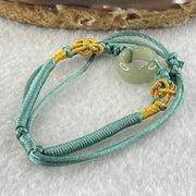 Type A Blueish Green Jadeite Ping An Kou String Bracelet 2.83g 14.4 by 6.3mm - Huangs Jadeite and Jewelry Pte Ltd