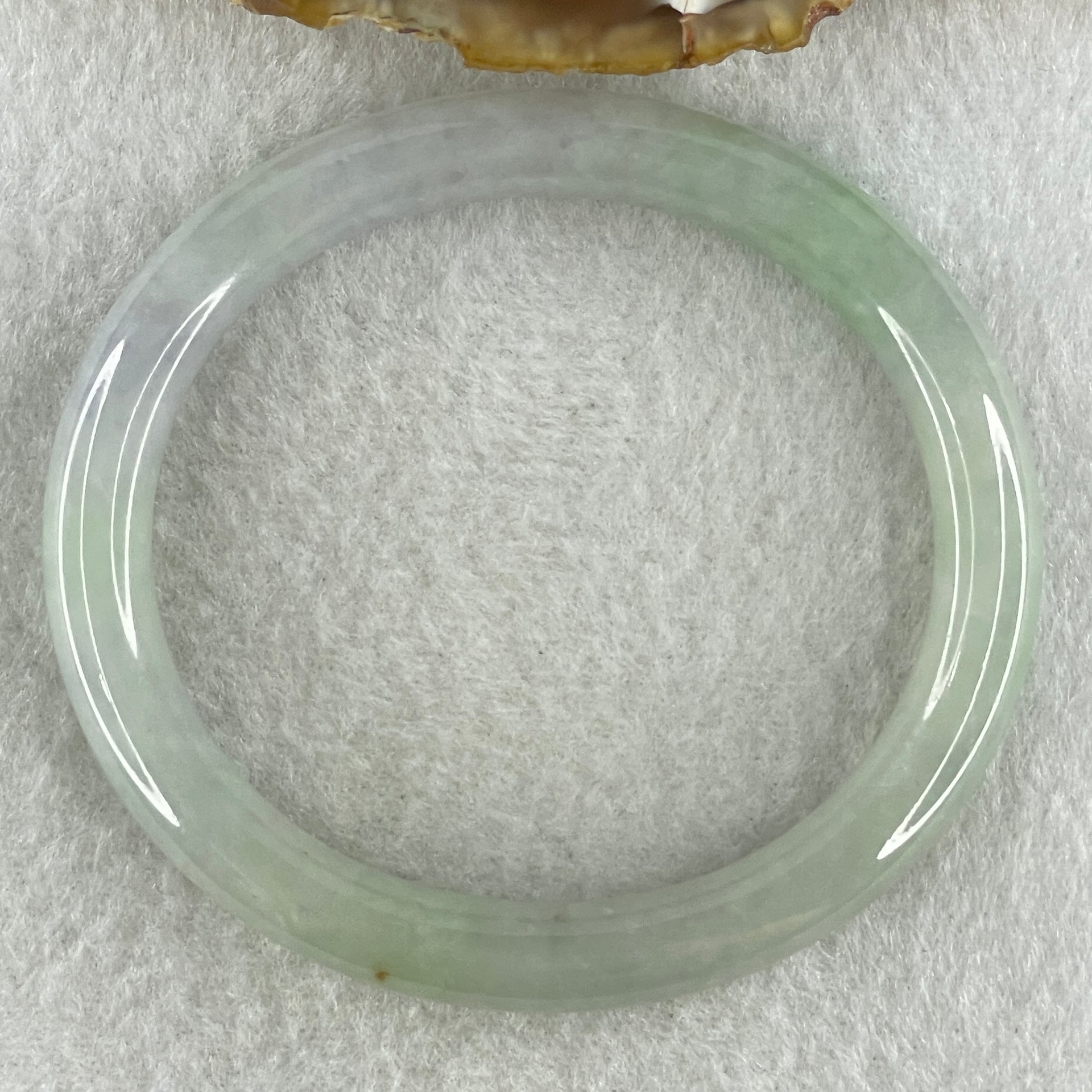 Type A Natural Light Green with Lavender Jadeite Oval Bangle 35.99g Inner Diameter 53.9mm 8.2 by 7.7mm (Very Very Slight Internal Line) - Huangs Jadeite and Jewelry Pte Ltd