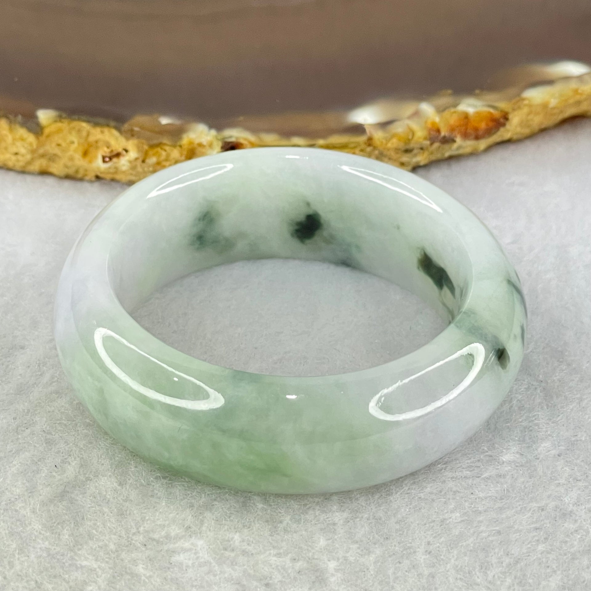 Type A Lavender Green with Dark Green Piao Hua Jadeite Baby Bangle Internal Diameter 40.3mm 48.77g 15.9 by 8.1mm - Huangs Jadeite and Jewelry Pte Ltd