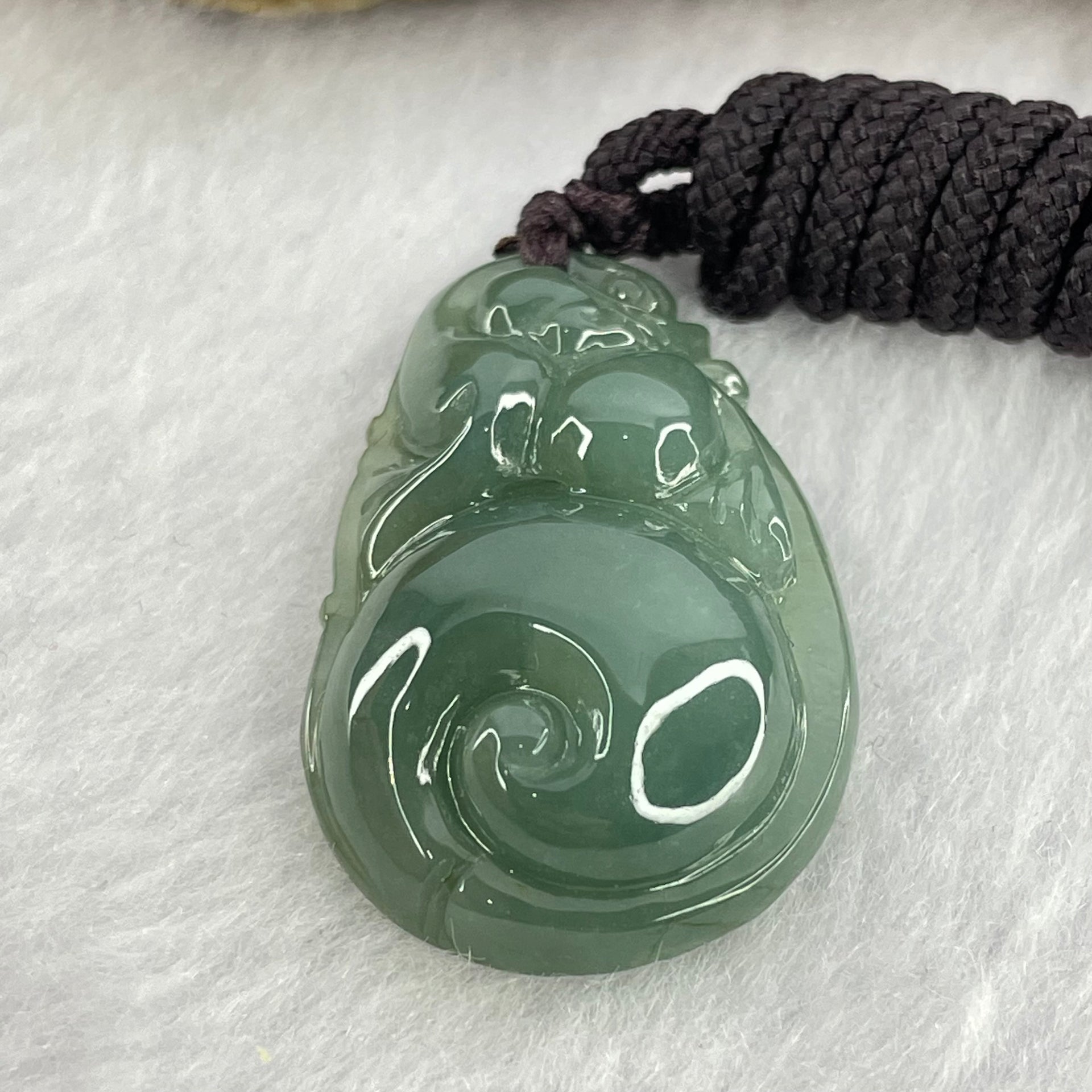 Type A Blueish Green Jadeite Pixiu Pendent 10.32g 32.6 by 20.9 by 8.4mm - Huangs Jadeite and Jewelry Pte Ltd