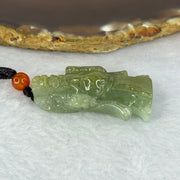 Type A Yellow Green Jadeite God of Fortune Cai Shen Ye 18.26g 39.4 by 22.6 by 12.3mm - Huangs Jadeite and Jewelry Pte Ltd