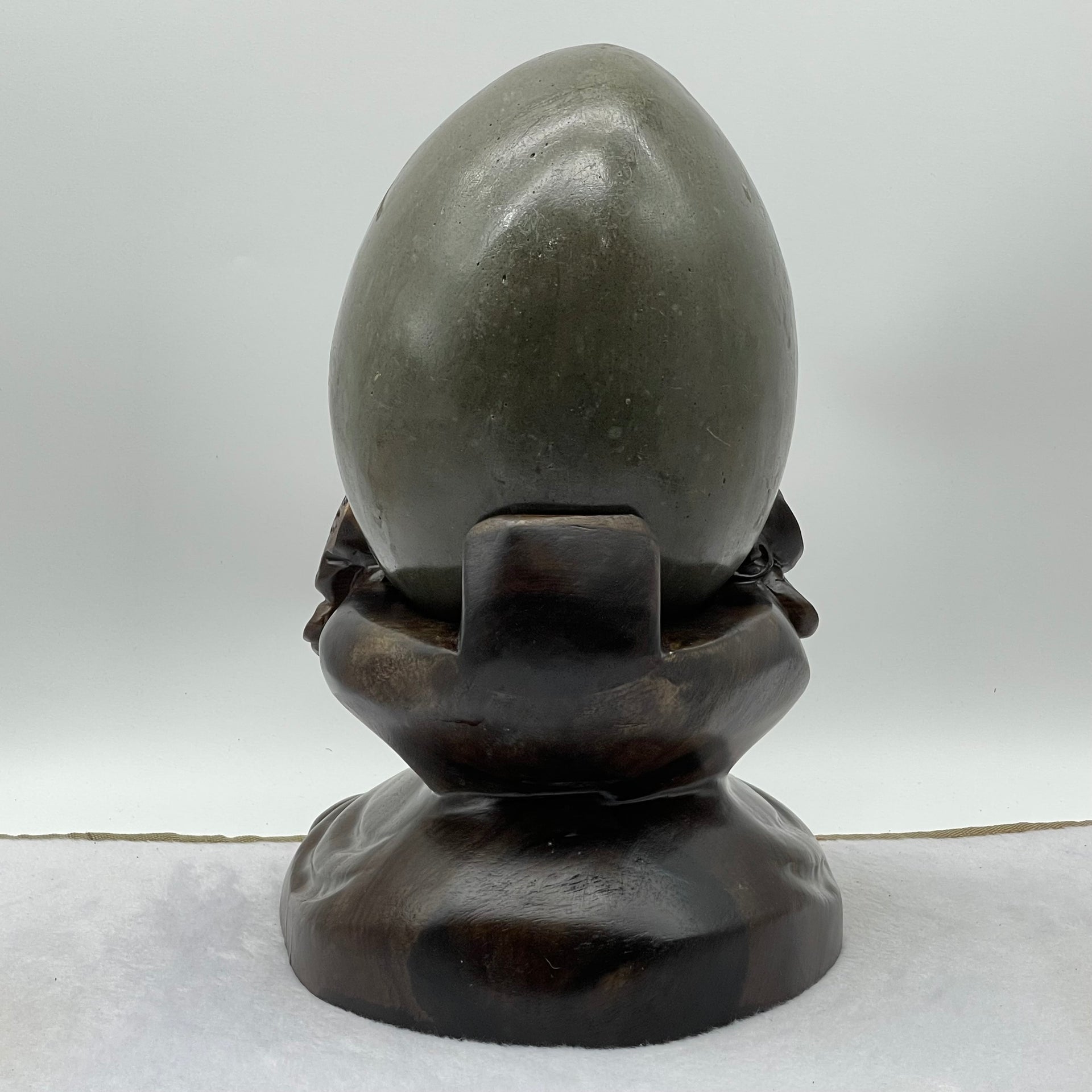 Natural Deep Purple Amethyst Egg with Wooden Stand Display Total Weight 6,264.9g 180.0 by 200.0 by 285.0mm - Huangs Jadeite and Jewelry Pte Ltd