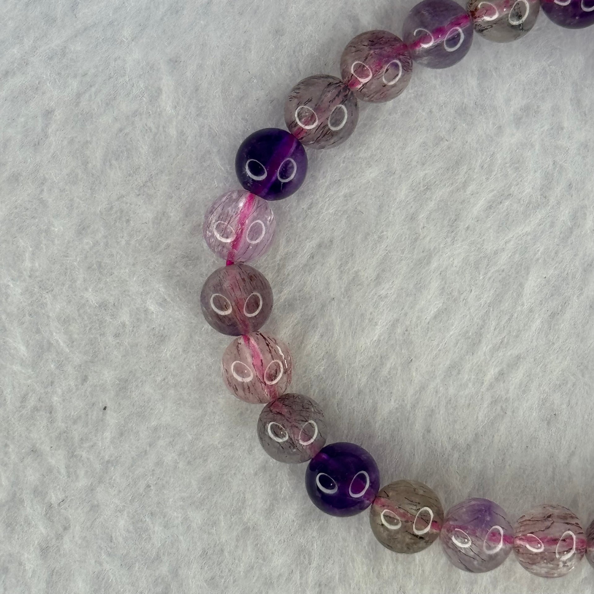 Natural Super 7 Beads Bracelet 13.08g 15.5cm 7.4mm 26 Beads - Huangs Jadeite and Jewelry Pte Ltd