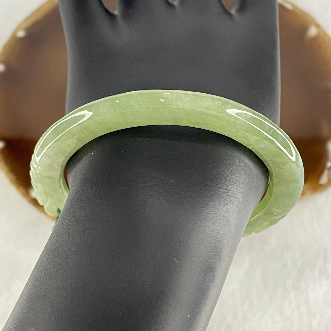 Natural Type A Jelly Green Jadeite Double Dragon Head with Lotus Flower and Dolphin Charm Bracelet 29.84g 17cm 6.5 by 9.4mm - Flower 16.5 by 6.3mm