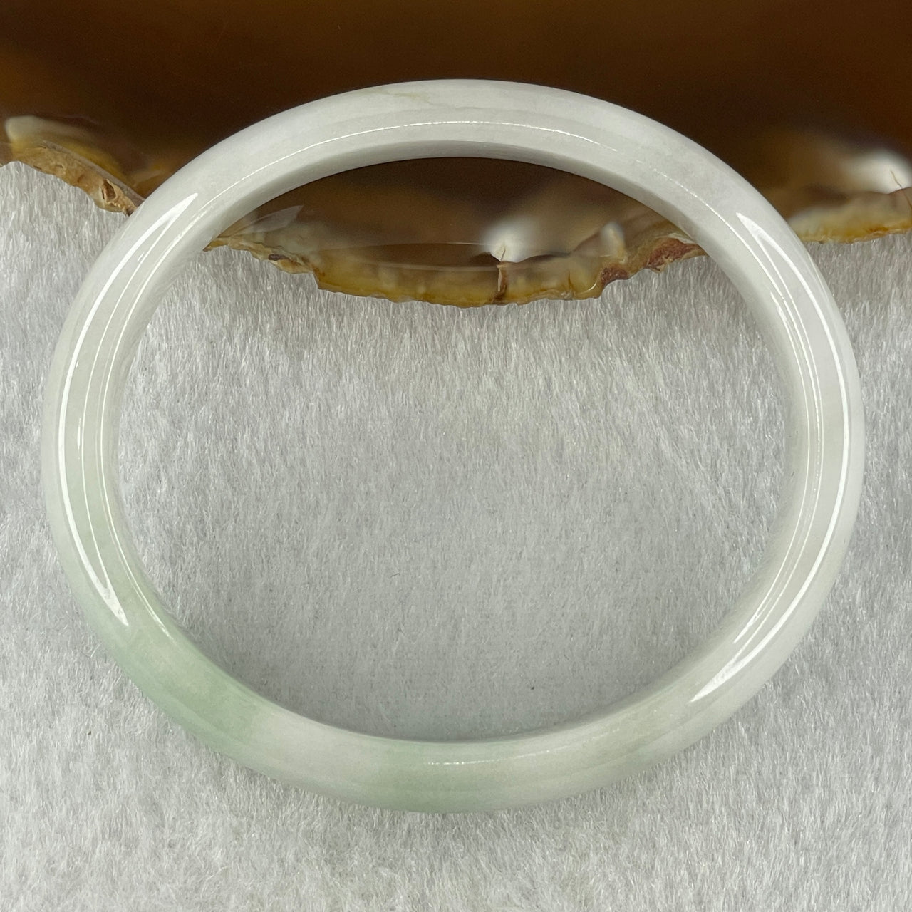 Natural Type A Faint Green Faint Lavender Jadeite Oval Bangle 33.20g Inner Diameter 54.9mm 11.7 by 6.3mm (Very Very Slight Internal Lines) - Huangs Jadeite and Jewelry Pte Ltd